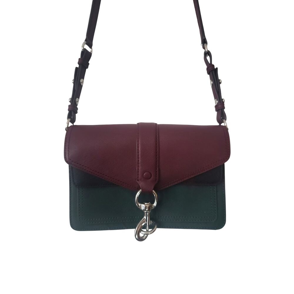 Rebecca Minkoff Hudson Moto Saffiano Leather Crossbody Bag Multicolor Small Size